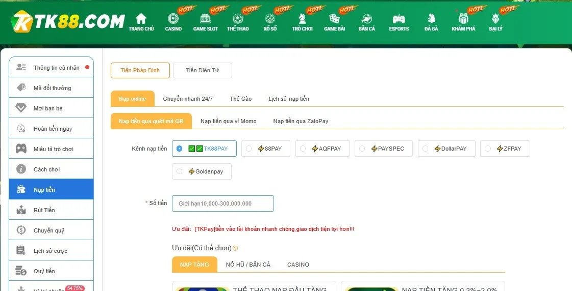 Hướng dẫn gửi tiền chưa đến 2 phút