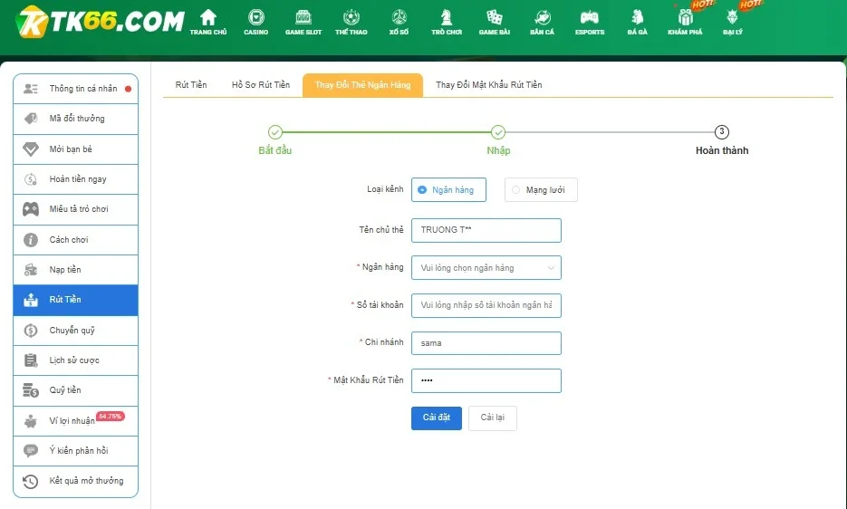 Các phương thức rút tiền nhanh chóng tại TK88