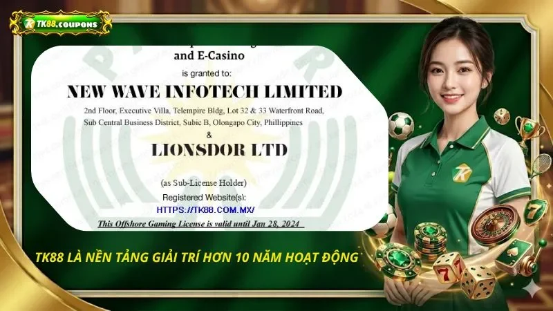 TK88 là nền tảng giải trí hơn 10 năm hoạt động